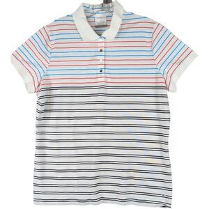 Nike Golf Polo Womens XL Multicolor Pin Stripe Dri-Fit Athleisure Short Sleeve
